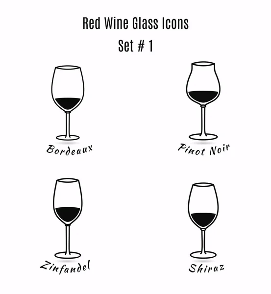 Verres à vin icônes — Image vectorielle
