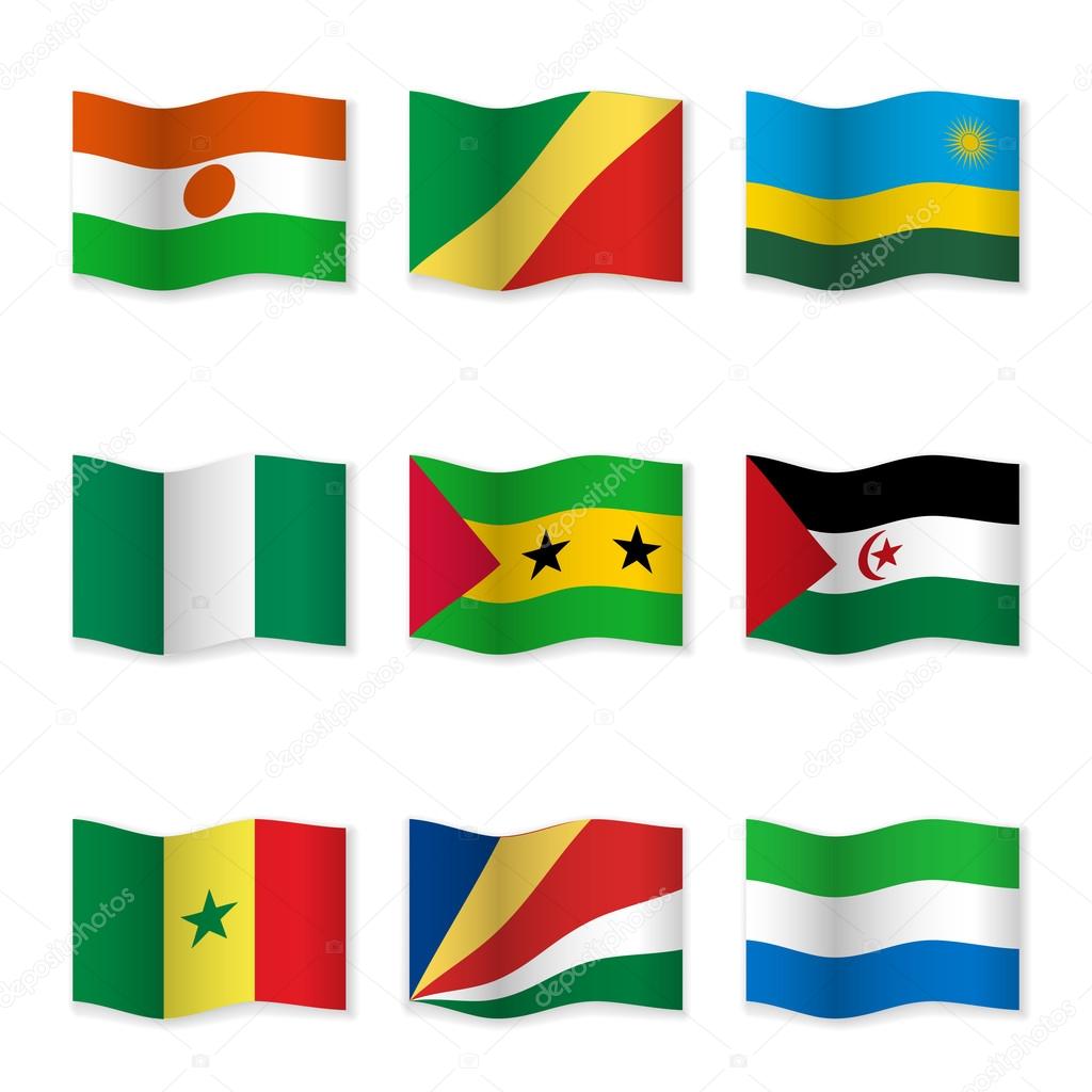 Waving flags of different countries