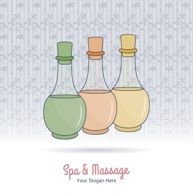 Hand drawn bottles of spa oils