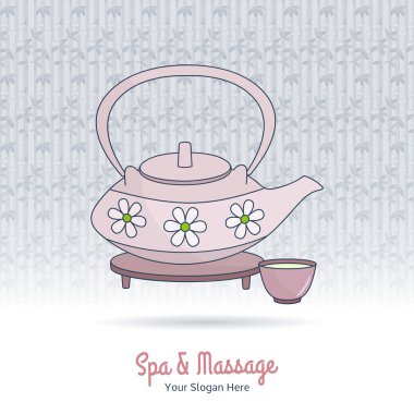 Hand drawn teapot and cups