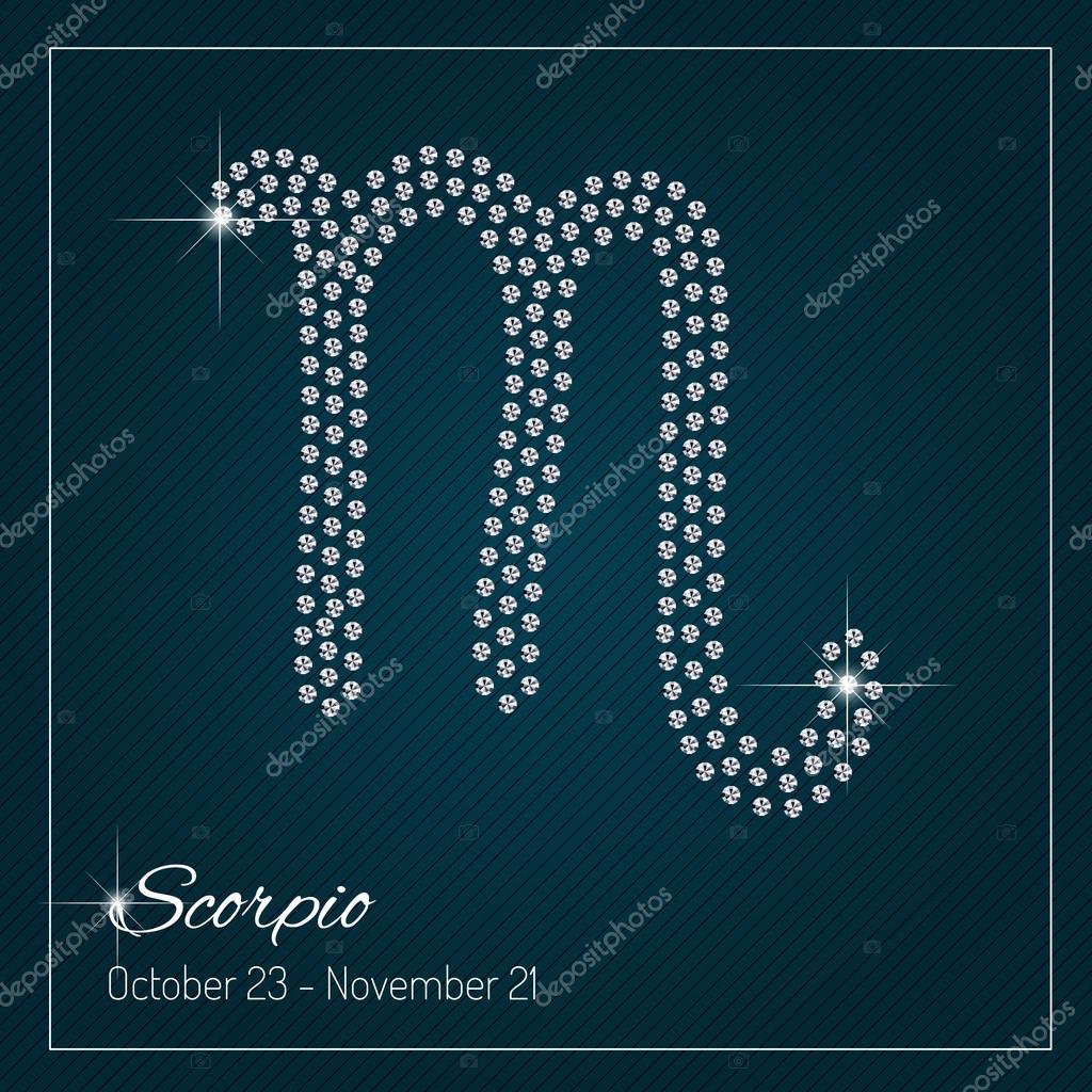 Shimmering diamond luxury Zodiac sign, Scorpio. Template with a glamour design element and a place for your text. Isolated high quality concept. Clean, modern and elegant style design