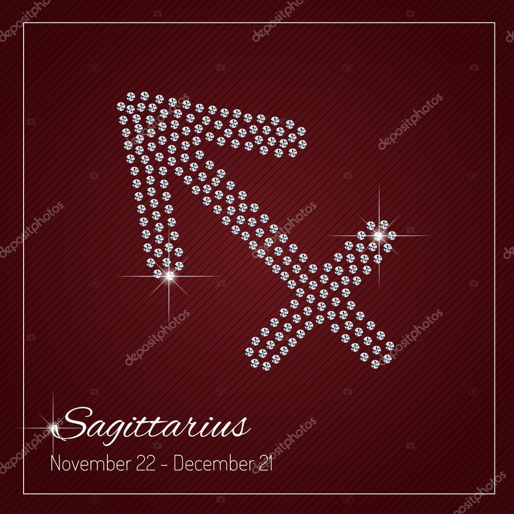 Shimmering diamond luxury Zodiac sign, Sagittarius. Template with a glamour design element and a place for your text. Isolated high quality concept. Clean, modern and elegant style design
