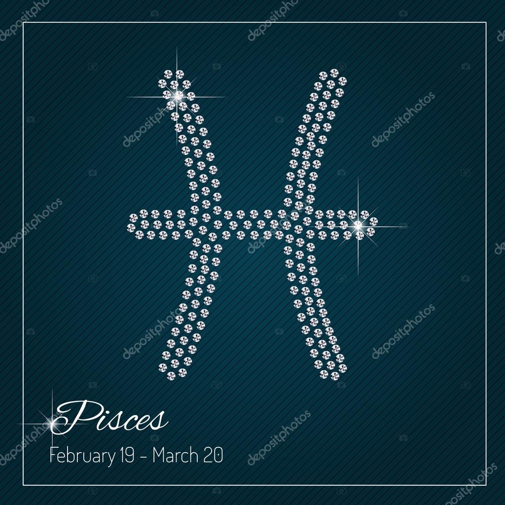 Shimmering diamond luxury Zodiac sign, Pisces. Template with a glamour design element and a place for your text. Isolated high quality concept. Clean, modern and elegant style design