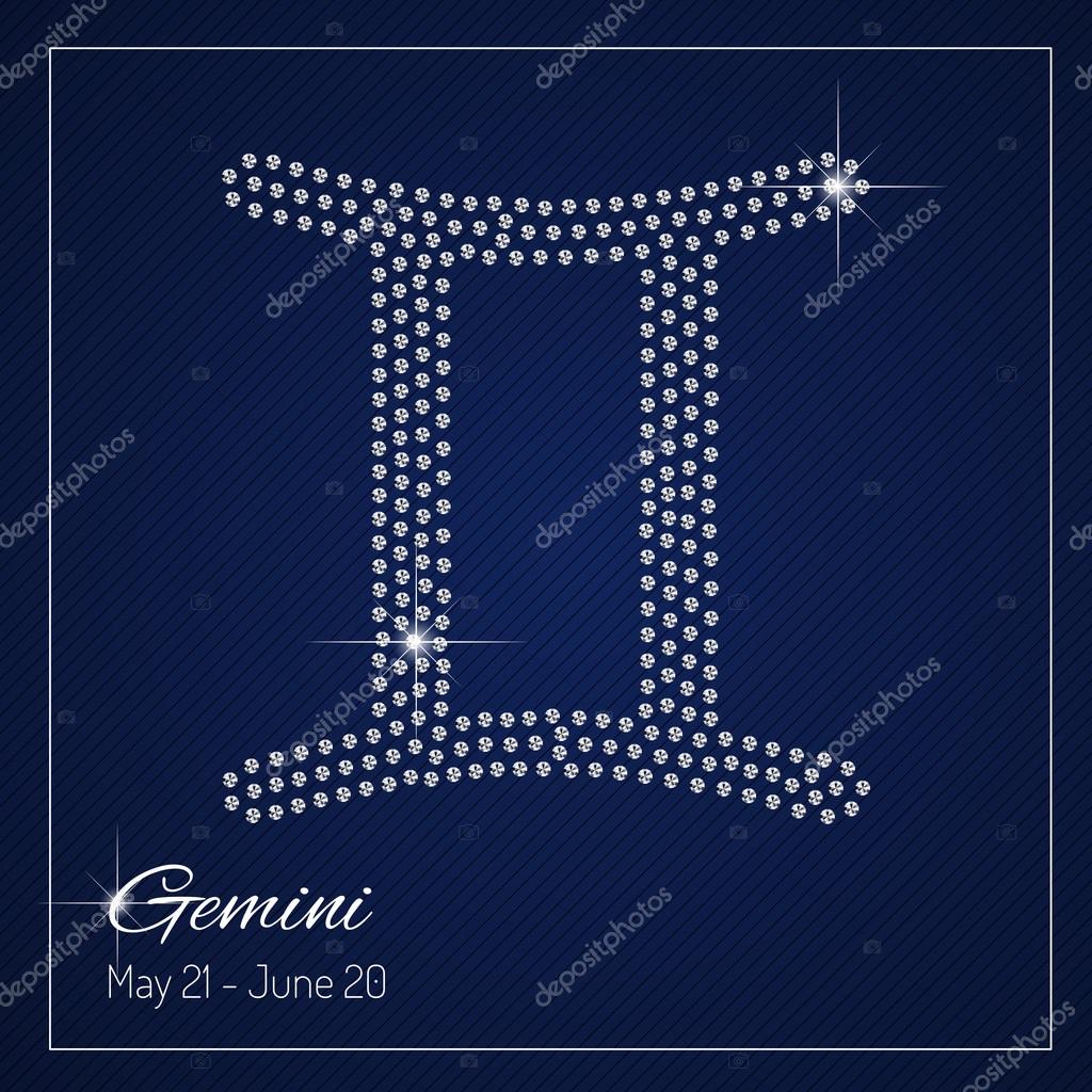 Shimmering diamond luxury Zodiac sign, Gemini. Template with a glamour design element and a place for your text. Isolated high quality concept. Clean, modern and elegant style design