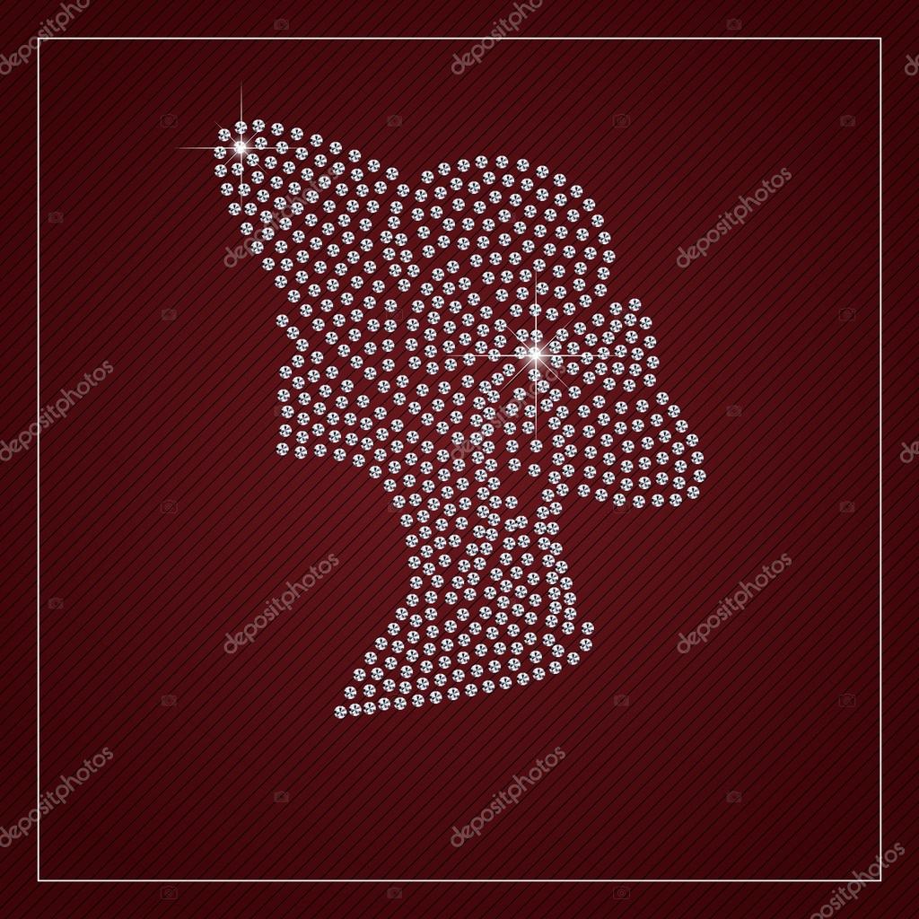 Beautiful woman in an elegant hat. Shimmering diamond luxury template with a glamour design element and a place for text. Branding identity, logo design concept. Clean, modern and elegant style design