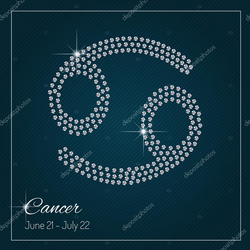 Shimmering diamond luxury Zodiac sign, Cancer. Template with a glamour design element and a place for your text. Isolated high quality concept. Clean, modern and elegant style design