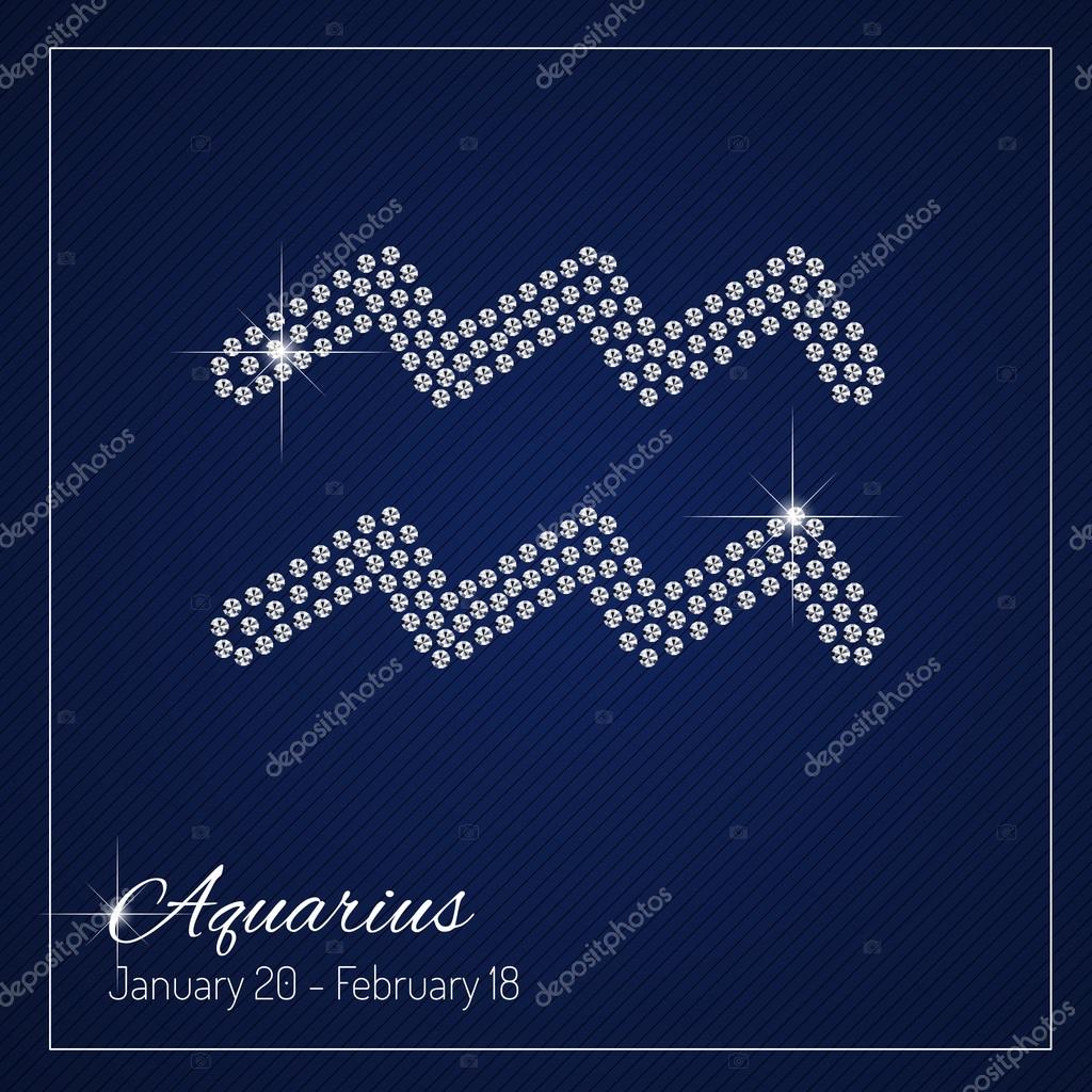 Shimmering diamond luxury Zodiac sign, Aquarius. Template with a glamour design element and a place for your text. Isolated high quality concept. Clean, modern and elegant style design