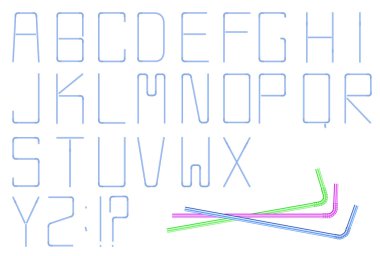 Isolated cocktail straw alphabet