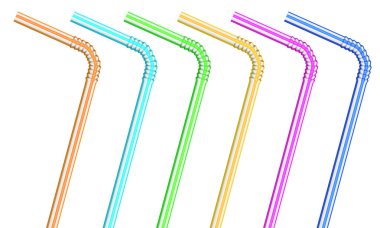 Isolated cocktail straws on white background