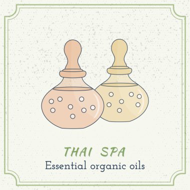 Hand drawn bottles of spa oil