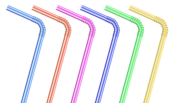 Isolated cocktail straws on white background