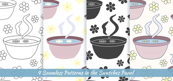 Seamless patterns with bath with flowers — Stock Vector