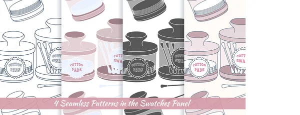 Patterns with cotton swabs and cotton pads — ストックベクタ