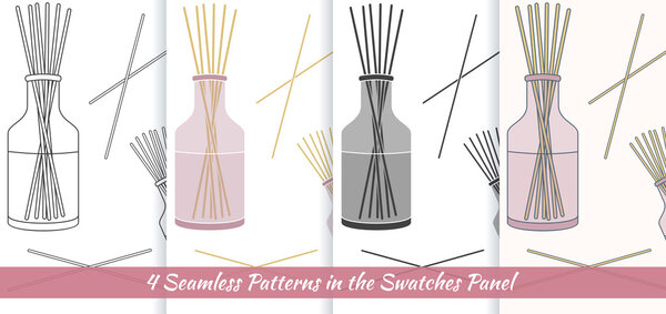 Seamless patterns with with reed fragrance diffuser