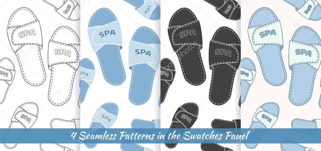 Seamless patterns with hotel slippers