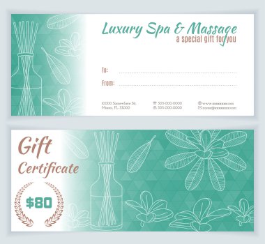 Spa, massage gift certificate template