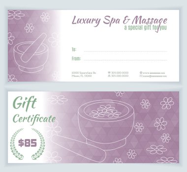 Spa, massage gift certificate template