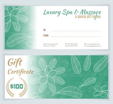Spa, massage gift certificate template