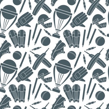 Seamless pattern with cricket game elements