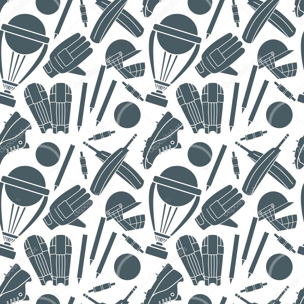 Seamless pattern with cricket game elements