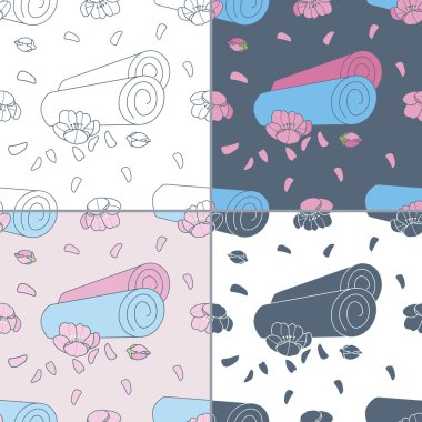 Seamless patterns with Thai massage, spa elements