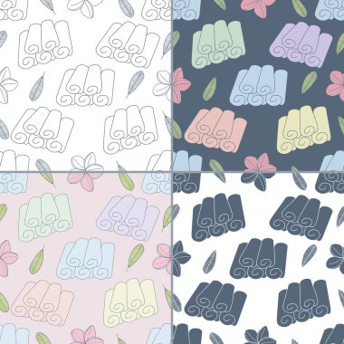 Seamless patterns with Thai massage, spa elements