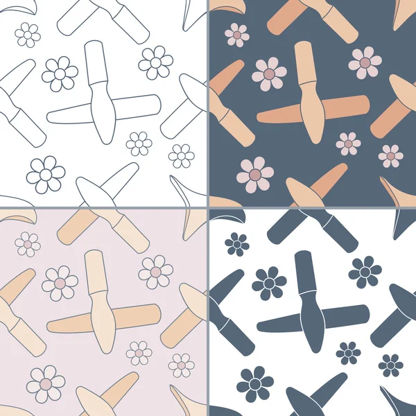 Seamless patterns with Thai massage, spa elements — Stok Vektör