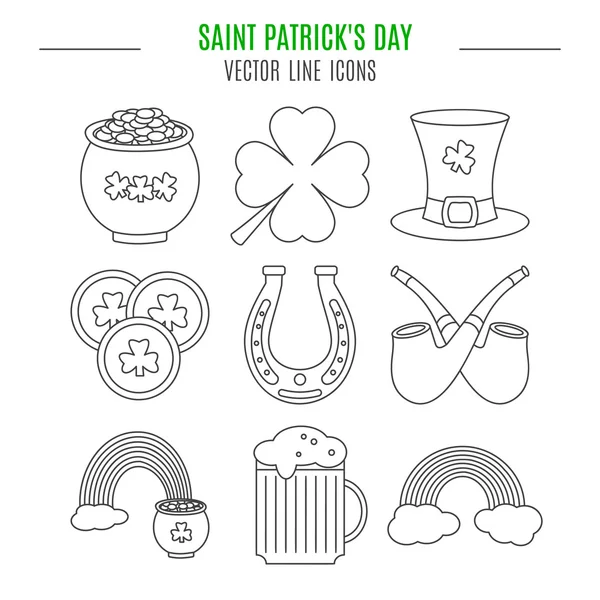 Saint Patricks Dia conjunto de ícones de linha . — Vetor de Stock