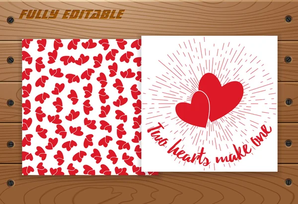 Cartão de Dia dos Namorados na mesa de madeira . — Vetor de Stock