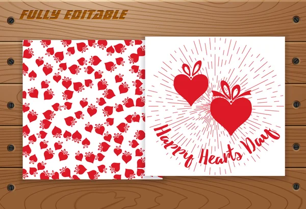 Valentines Day card on wooden table. — Stock Vector