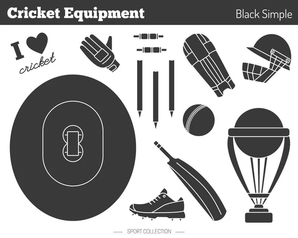 Elementos de diseño del juego de críquet — Vector de stock