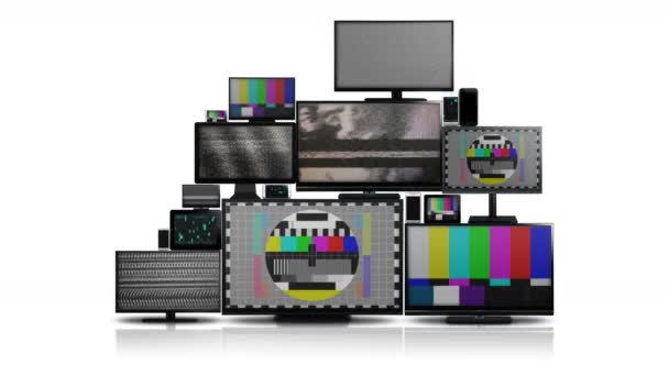 Muchos tipos diferentes de pantallas sin señal — Vídeos de Stock