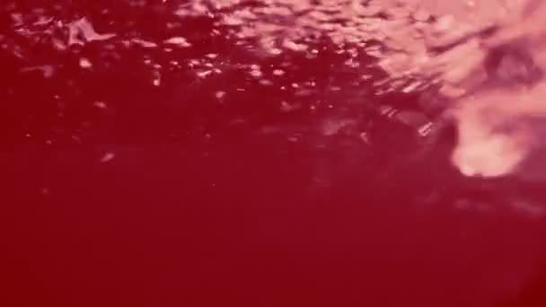 Abstrakte rote Flüssigkeit in Bewegung - Turbulenzen mit Blasen — Stockvideo