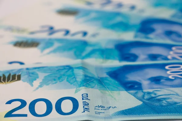 Stos bonów pieniężnych Izraela z 200 PLN — Zdjęcie stockowe