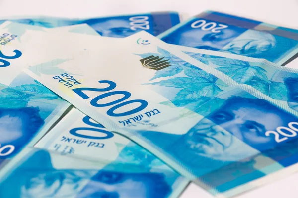 Stos bonów pieniężnych Izraela z 200 PLN — Zdjęcie stockowe