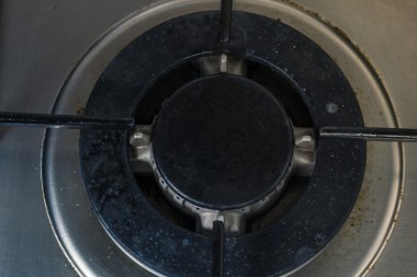 Gaz sobası mutfakta - karanlık closeup üstten görünüm