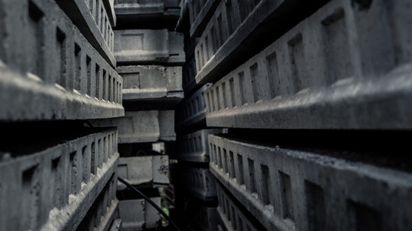 Passage inside a maze of concrete. Scary or sad ambiance.