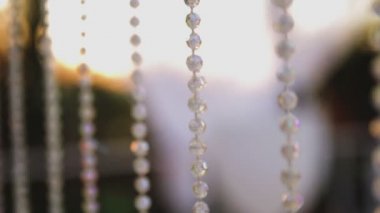 Perde Beyaz şeffaf plastik Boncuk parçaları yapılmış