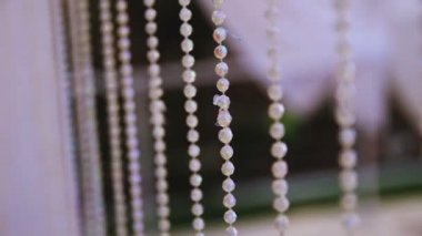 Perde Beyaz şeffaf plastik Boncuk parçaları yapılmış