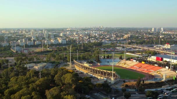 Veduta aerea del paesaggio urbano di Ramat Gan e Tel aviv — Video Stock