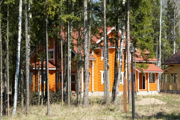 Neues hölzernes Landhaus im Wald — Stockfoto