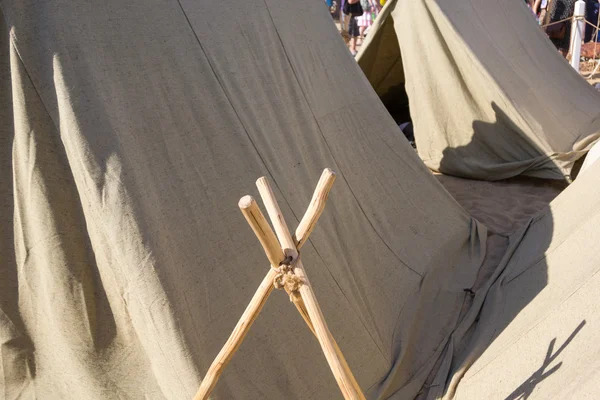 Military tent camp at historic festival — Stock Photo, Image