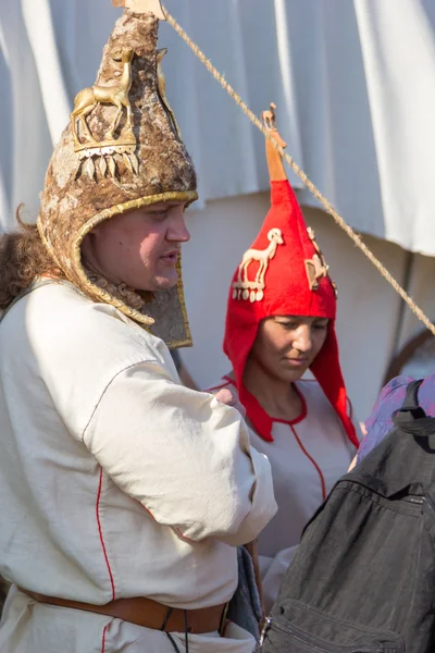 Moskou, Rusland - 7 juni 2015: handelaren in het GLB uitgedost wol soms en tijdperken: historische festival in rome — ストック写真