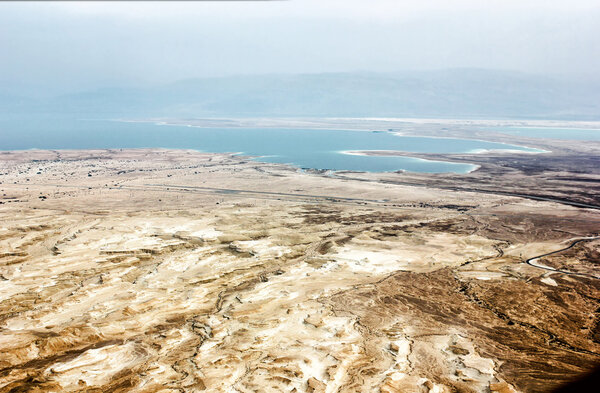View of the Dead Sea from fortress Masada, Israel.