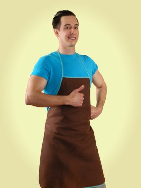 man in apron isolated on background