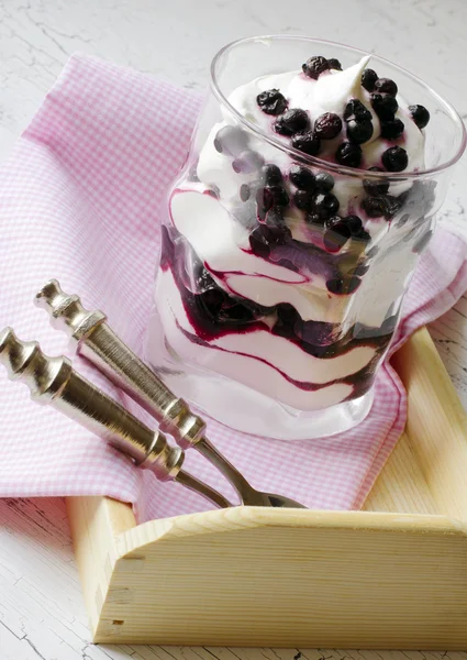 Blueberry layered dessert — Zdjęcie stockowe