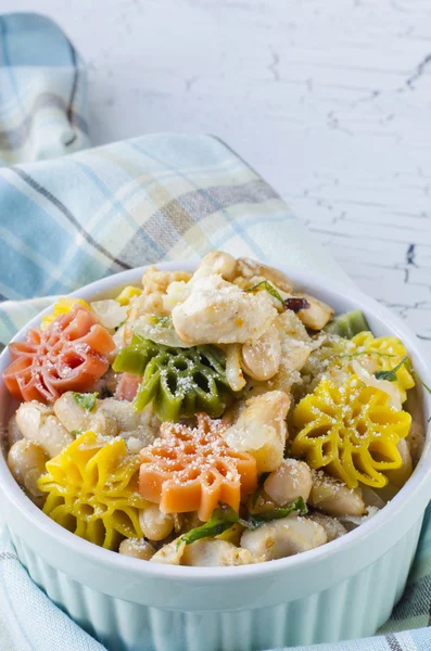 Pasta with white beans — Stok fotoğraf