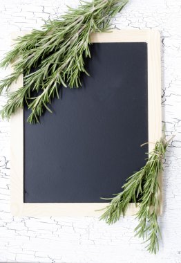 rosemary on chalkboard