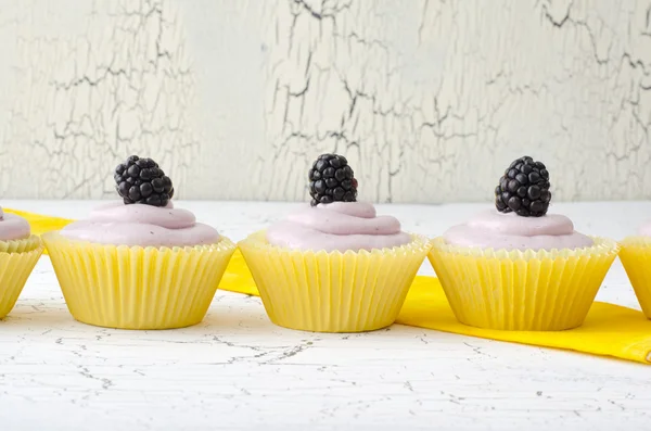 Cupcakes mit Brombeeren — Stockfoto