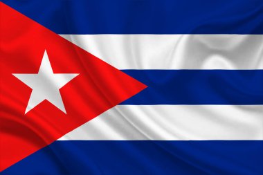 Kırışık kumaşa 3 boyutlu Küba Bayrağı.